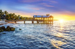 A pier and beautiful sunset in Key West, Florida